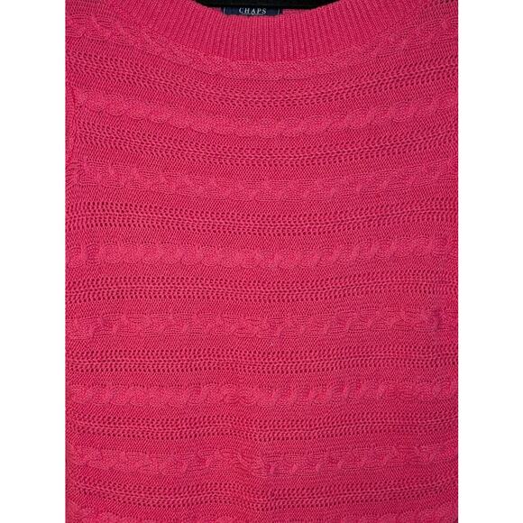 Chaps Womens S Pink Cable Knit Sweater Bright Knitwear Barbiecore Preppy Classic - Picture 6 of 10
